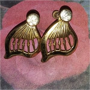Vintage Gold Tone Clip Screw Back Earrings